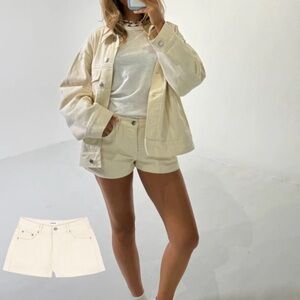 Parke Cream Denim Mini Shorts (25)